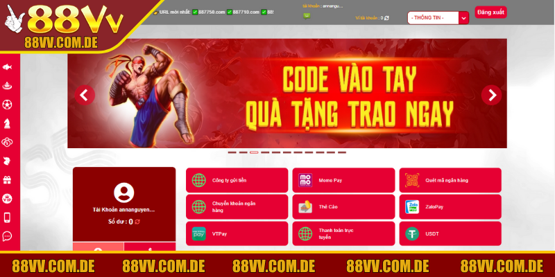 Hệ thống giao dịch nạp tiền 88VV được thành viên đánh giá cao